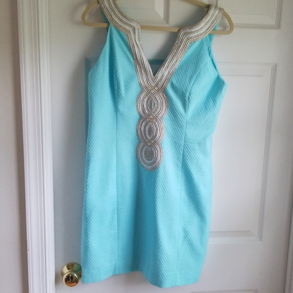 Lilly Pulitzer gold and blue dress